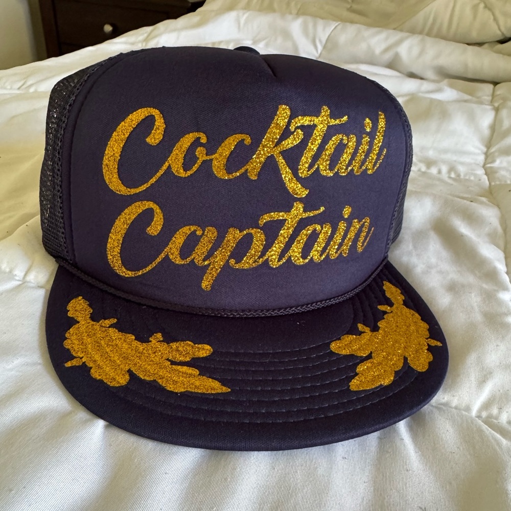 Navy and Gold Trucker Hat-Cocktail Captain